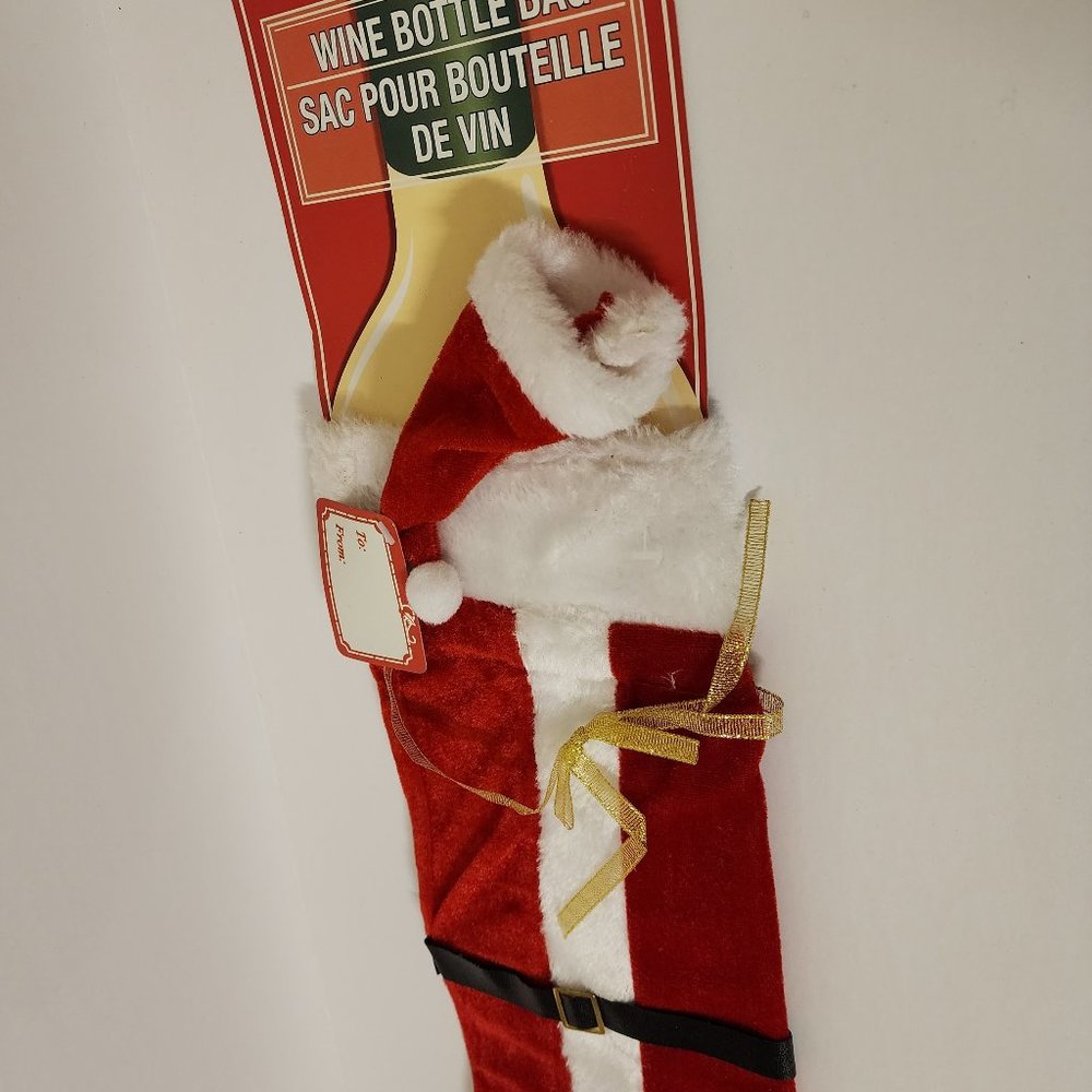 Xmas Santa Wine Bottle Bag with Hat